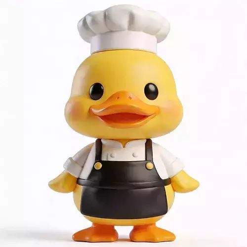 Chef Quack Chibi Rubber Duck Chef Mascot 3D Character