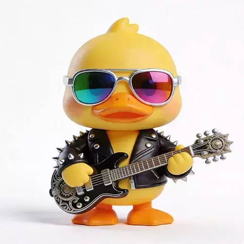 Rockstar Quack  Chibi Rubber Duck Rockstar Mascot 3D Character
