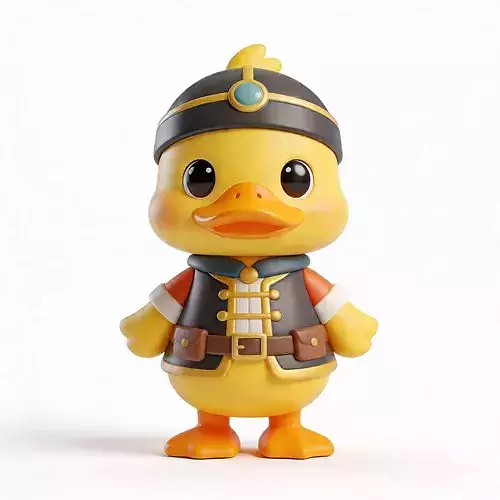 Adventurer Quack Chibi Rubber Duck Explorer Mascot 3D Character