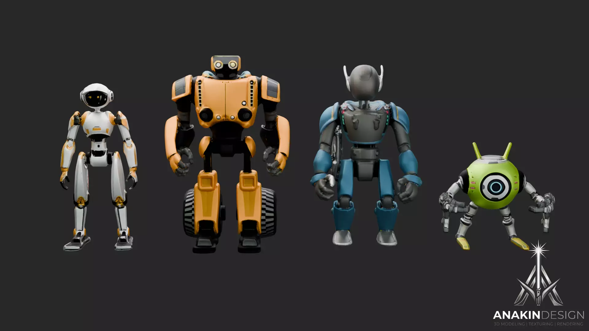 Cartoon Robots 3D Model 3D model