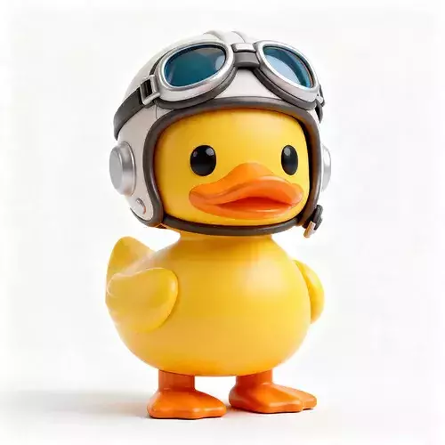 Pilot Quack Chibi Rubber Duck Aviator Mascot 3D Character