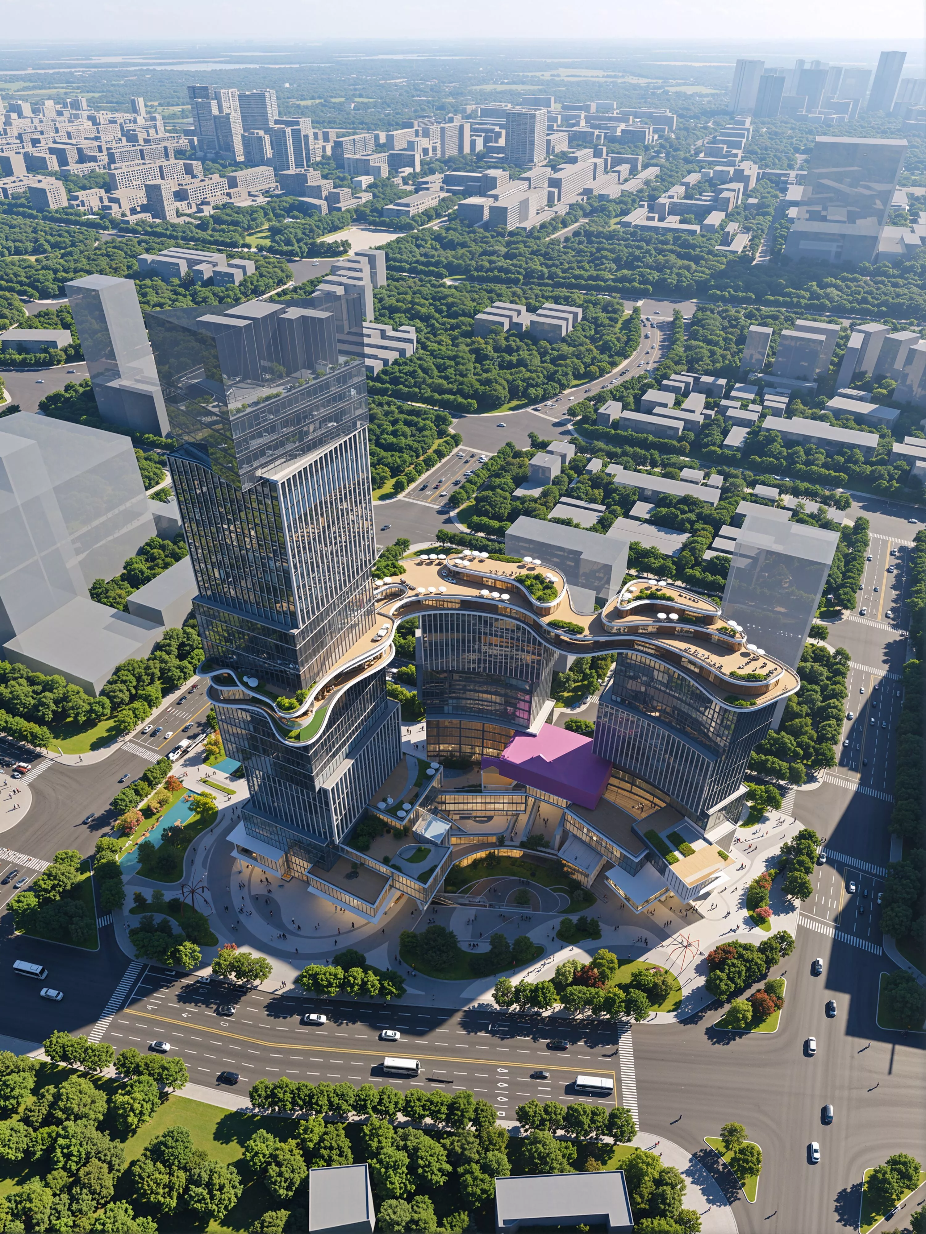 Modern office CBD commercial complex luxury hotel apt 3D model