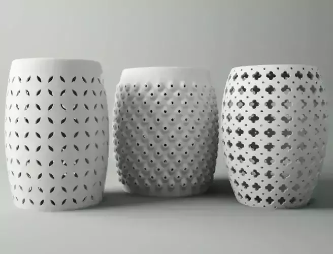 White Ceramic Stools 3D model