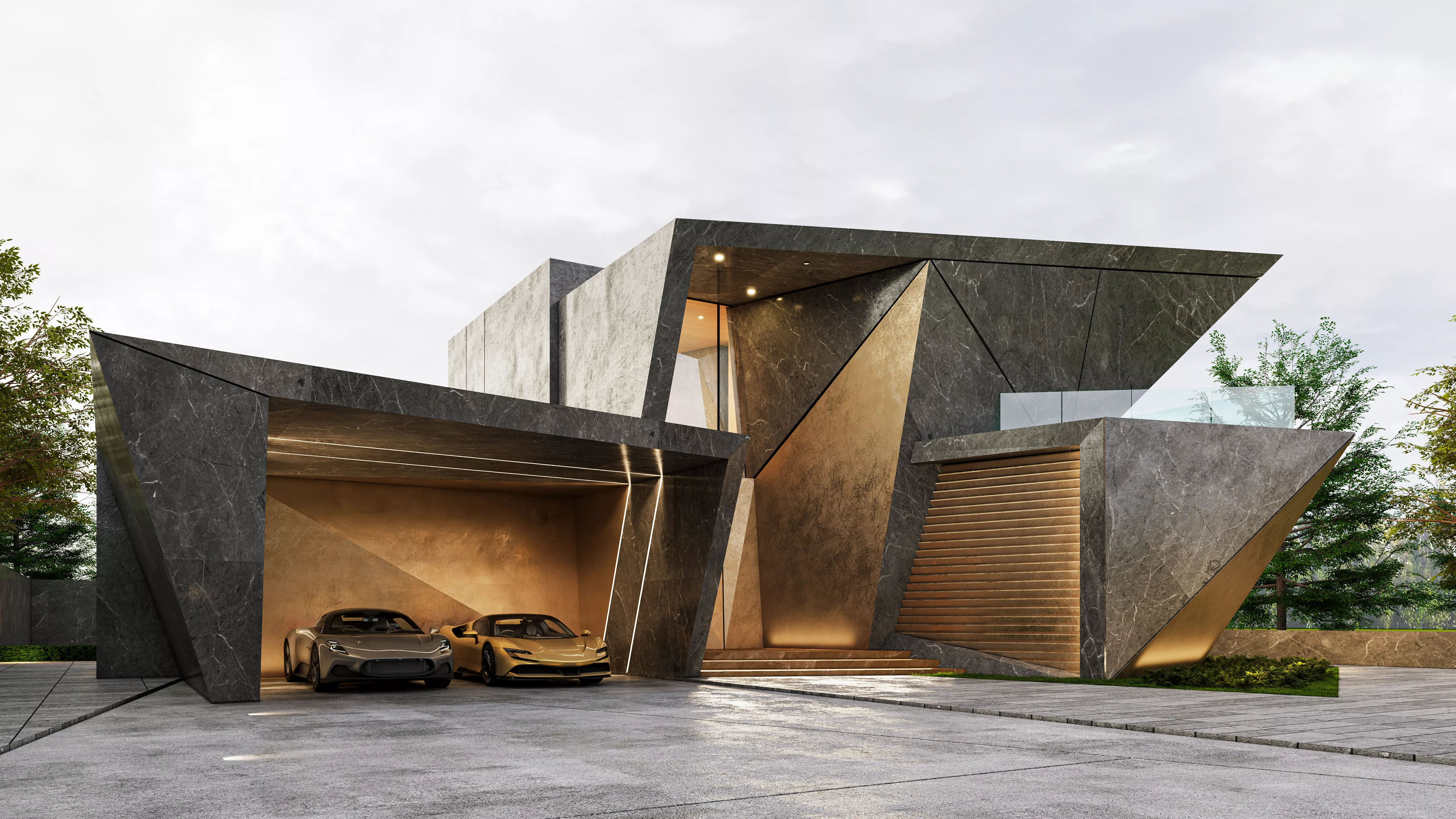 Modern Villa 2 - Vray Chaos Vantage Render 3D model