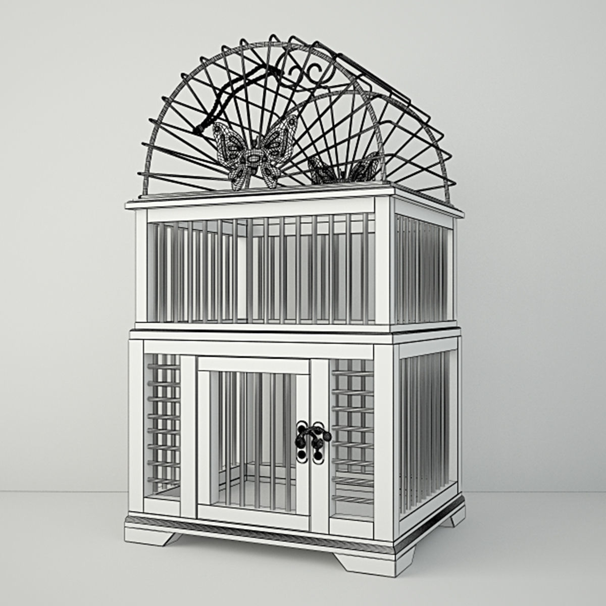 Antiqued Decorative Birdcages 3D model_2