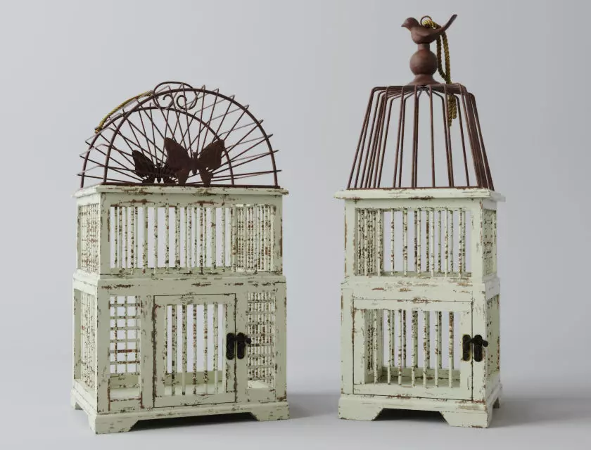 Antiqued Decorative Birdcages 3D model_0