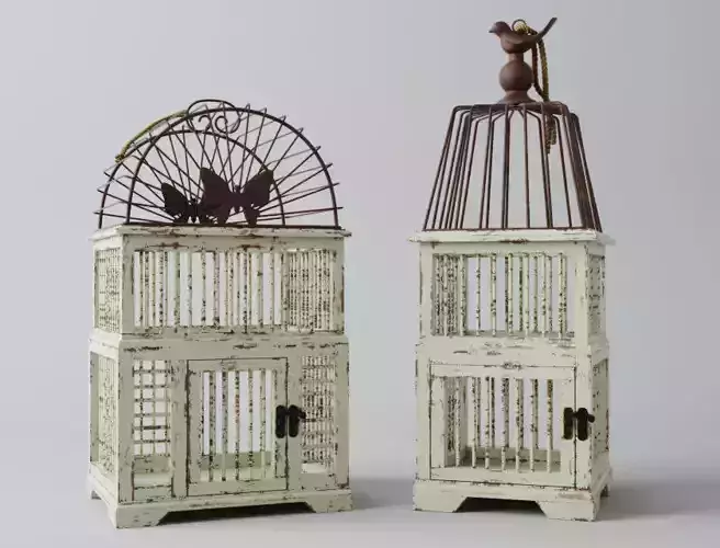 Antiqued Decorative Birdcages 3D model