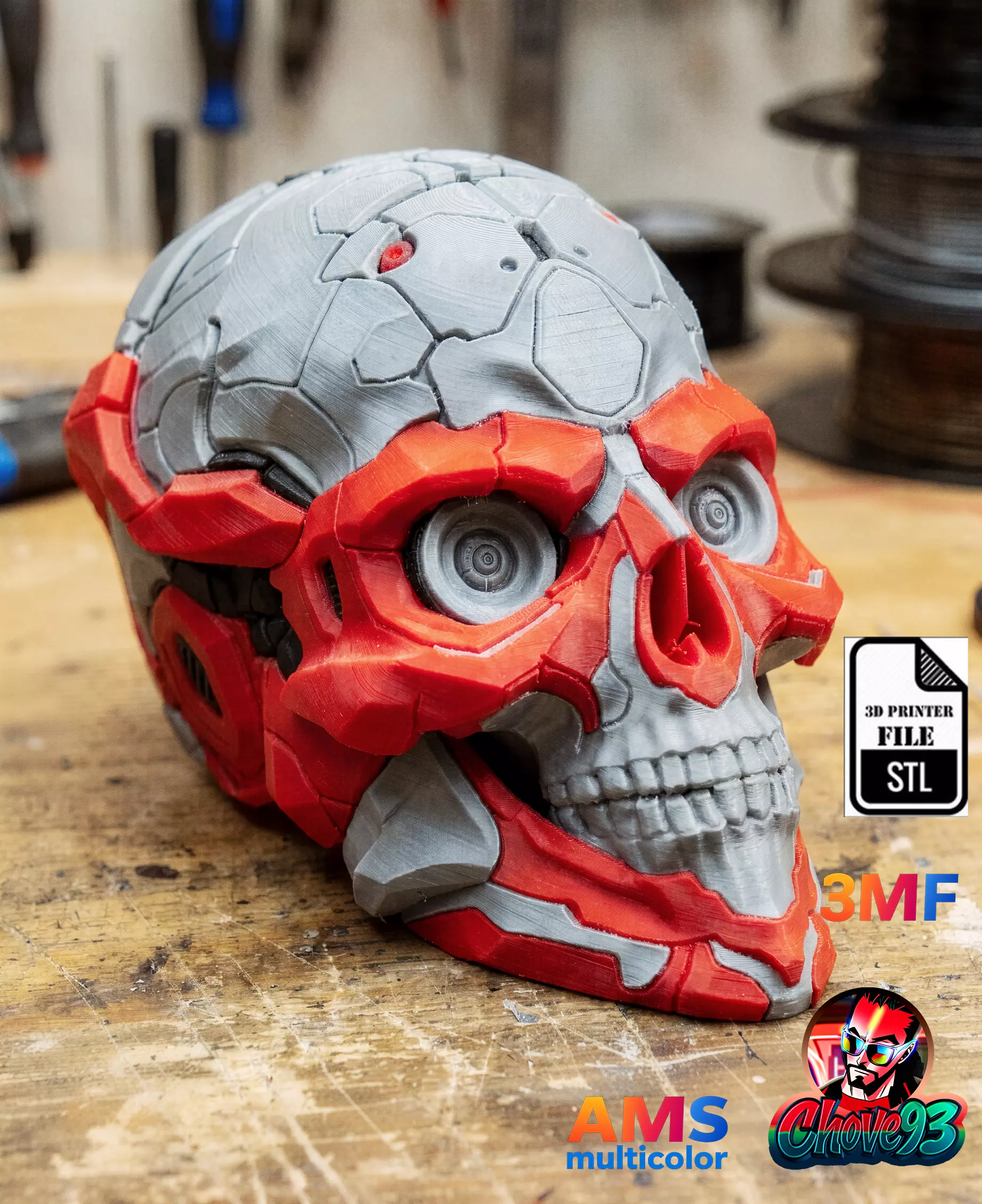 Cyberpunk Skull Helmet STL and 3MF 3dprint 3D print model