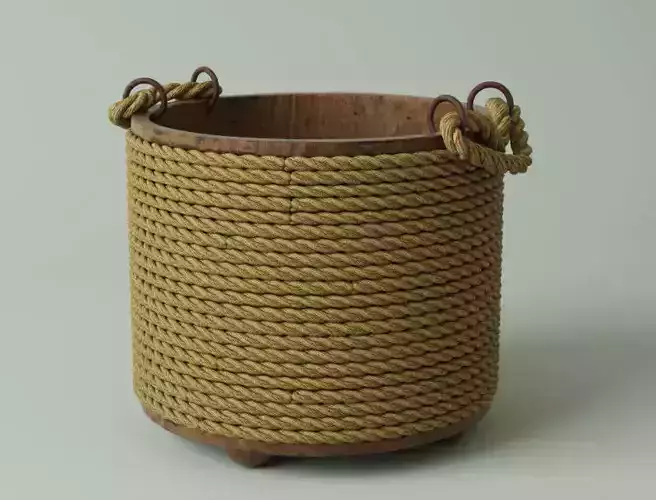 Bucket with ropes 3D model