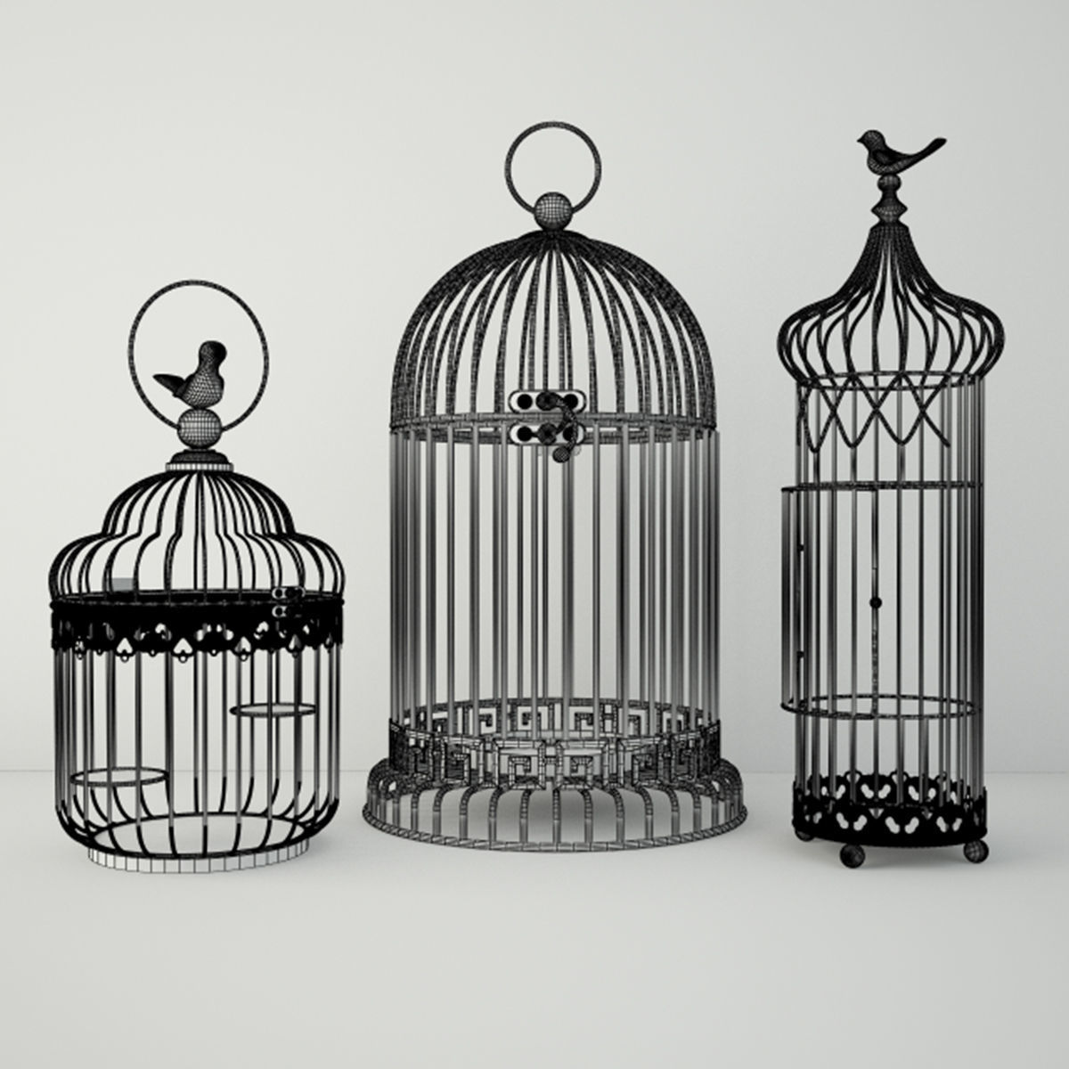 Cage Candle Holders 3D model_2