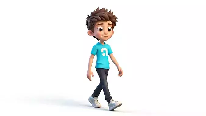 Cute Cartoon Boy 3D Model Stylized Game Character