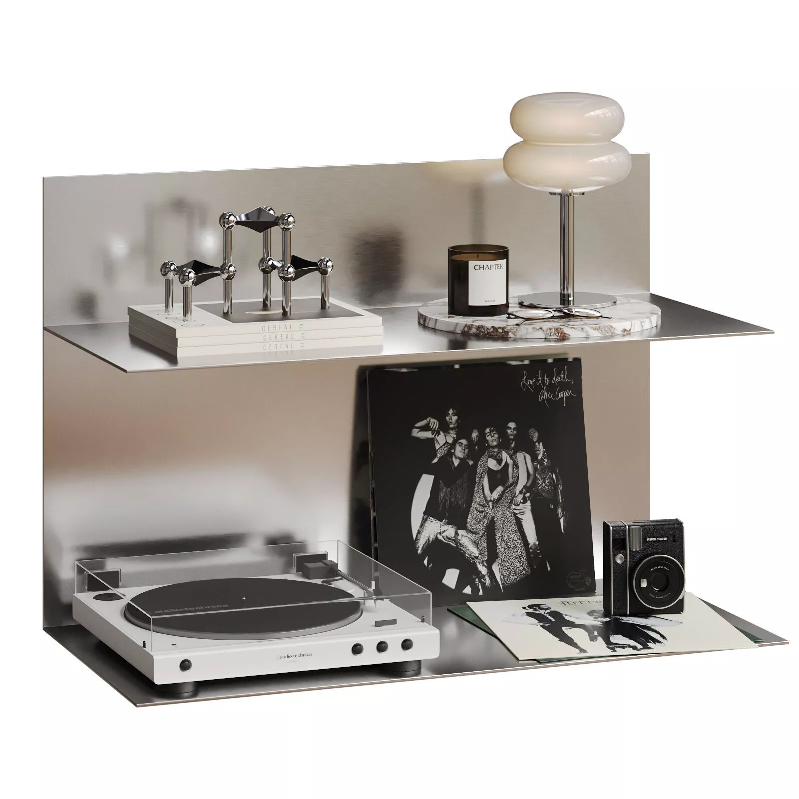 Decorative Set With Instax Camera And Turntable 3D model