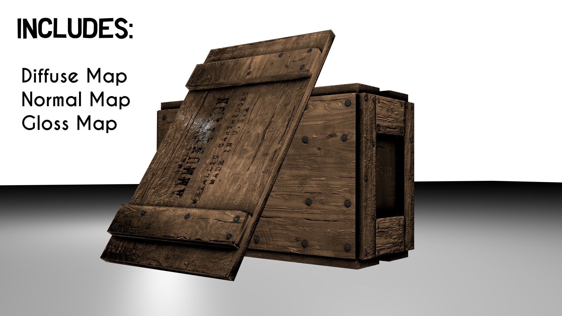 Wooden Ammo Crate -- Game-Ready Low-poly 3D model_4