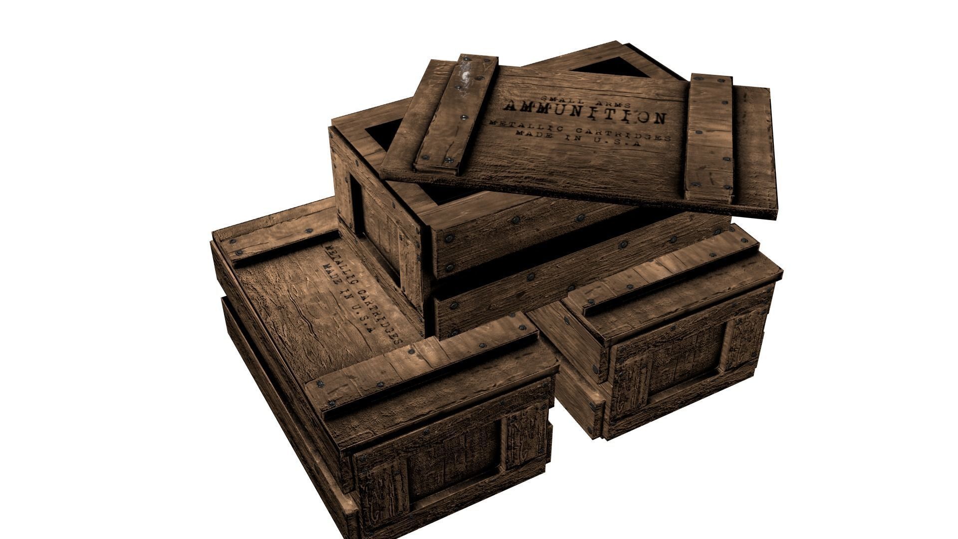 Wooden Ammo Crate -- Game-Ready Low-poly 3D model_1