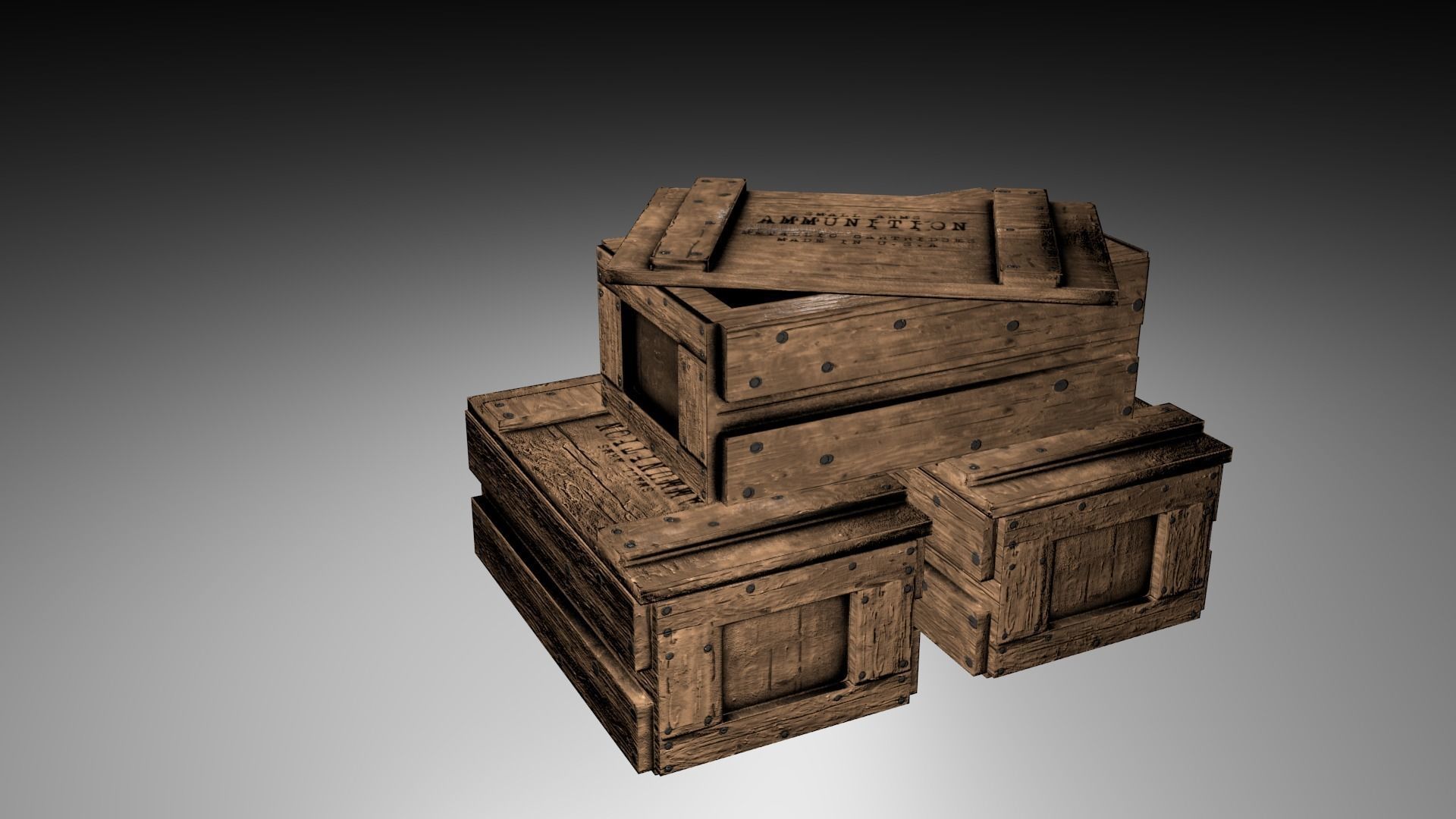Wooden Ammo Crate -- Game-Ready Low-poly 3D model_6