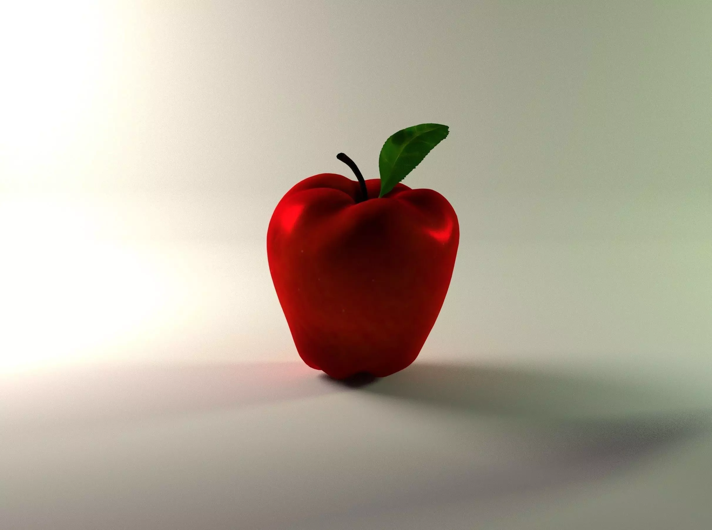 Apple with leaf Low-poly 3D model_0