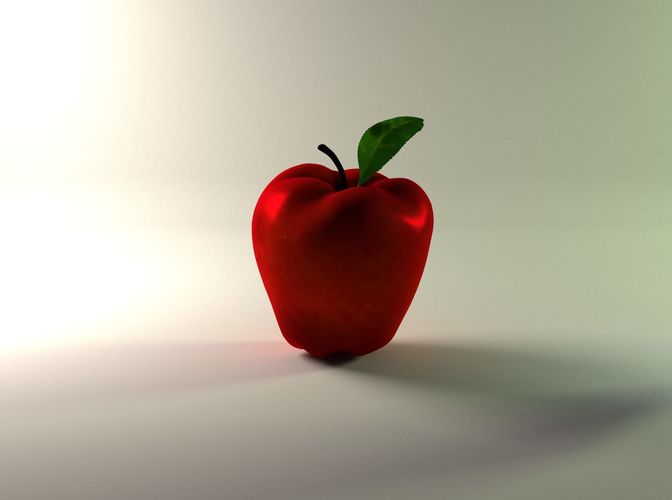 Apple with leaf Low-poly 3D model