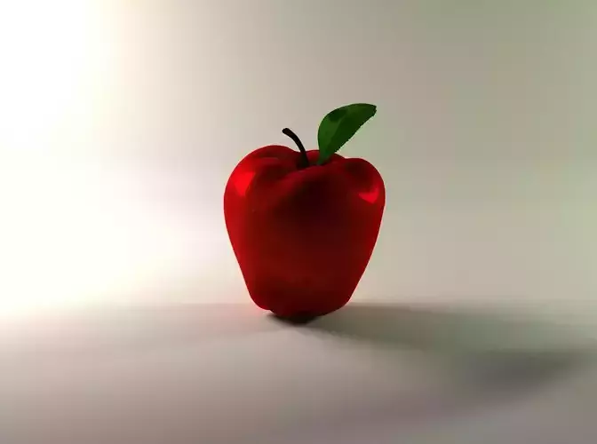 Apple with leaf Low-poly 3D model