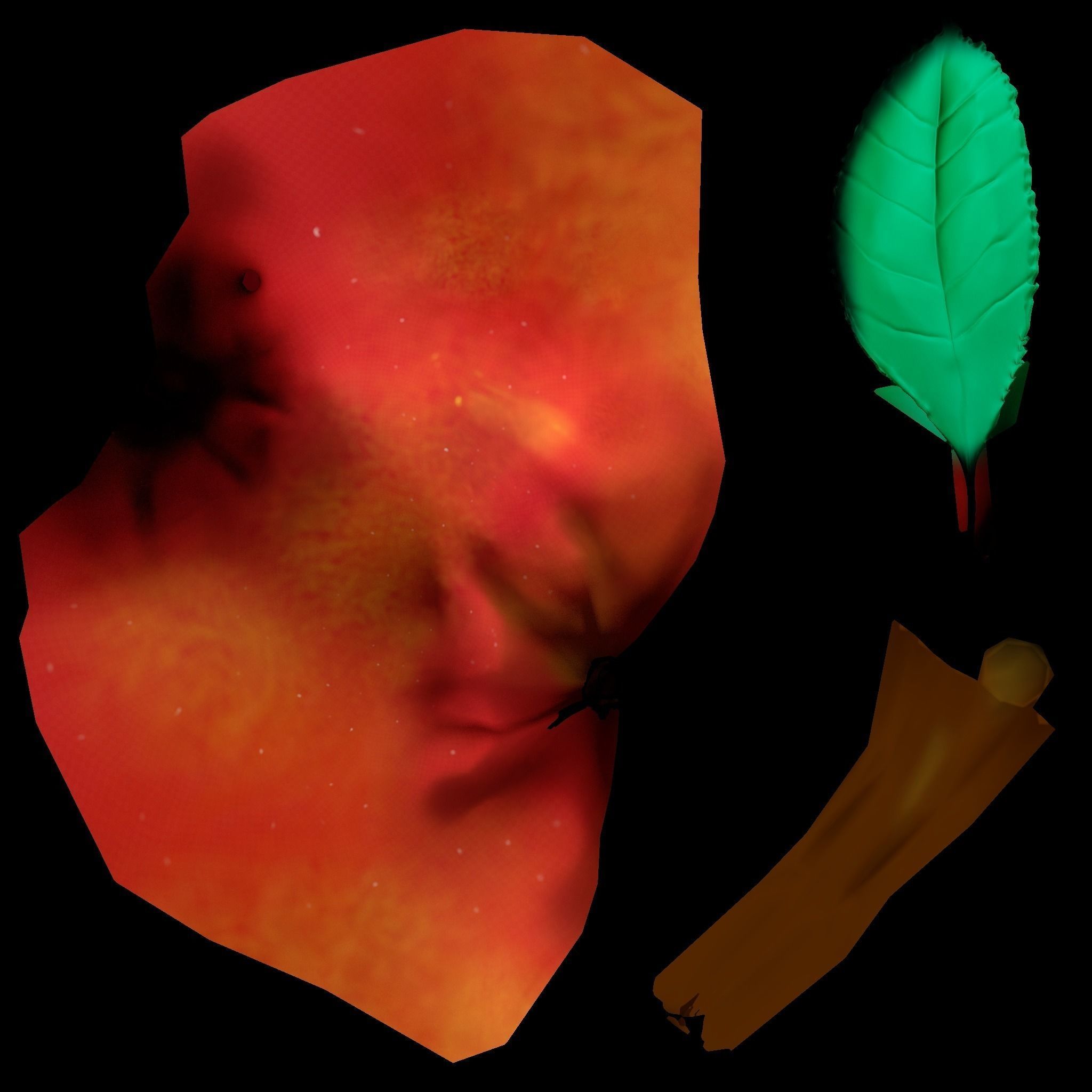 Apple with leaf Low-poly 3D model_4