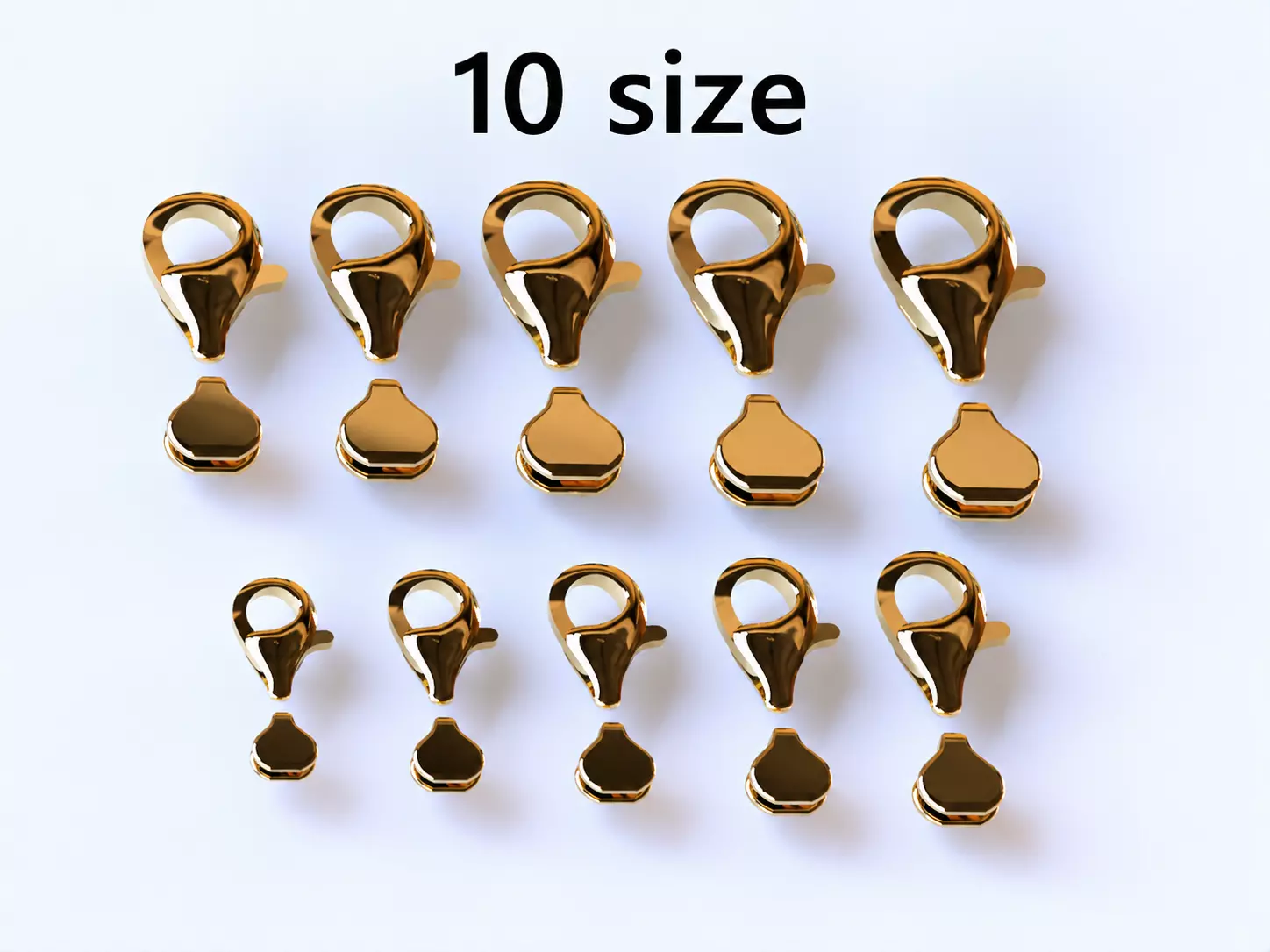 Lobster Clasp Collection 10 Sizes 3D print model