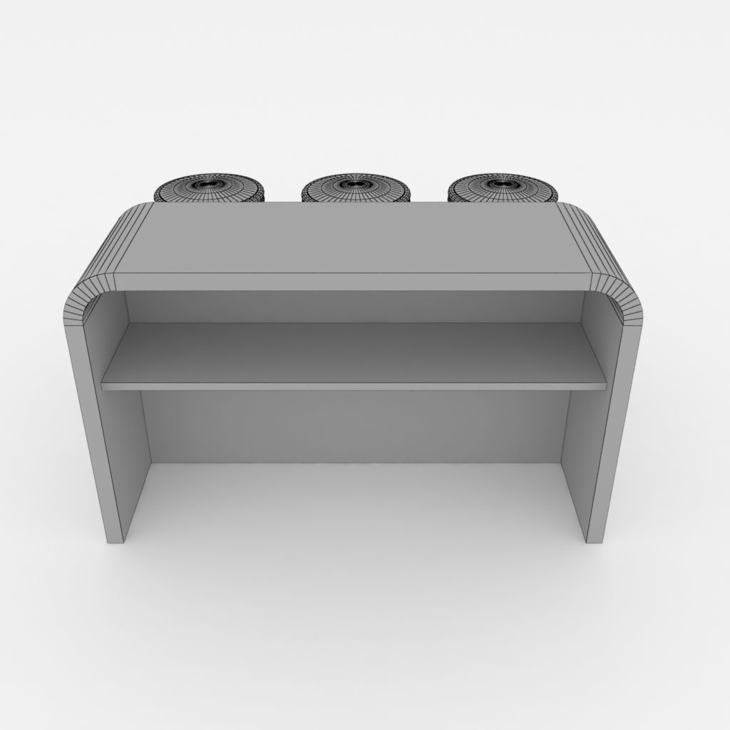 Round barstools with curved shop or kitchen counter 3D model_11