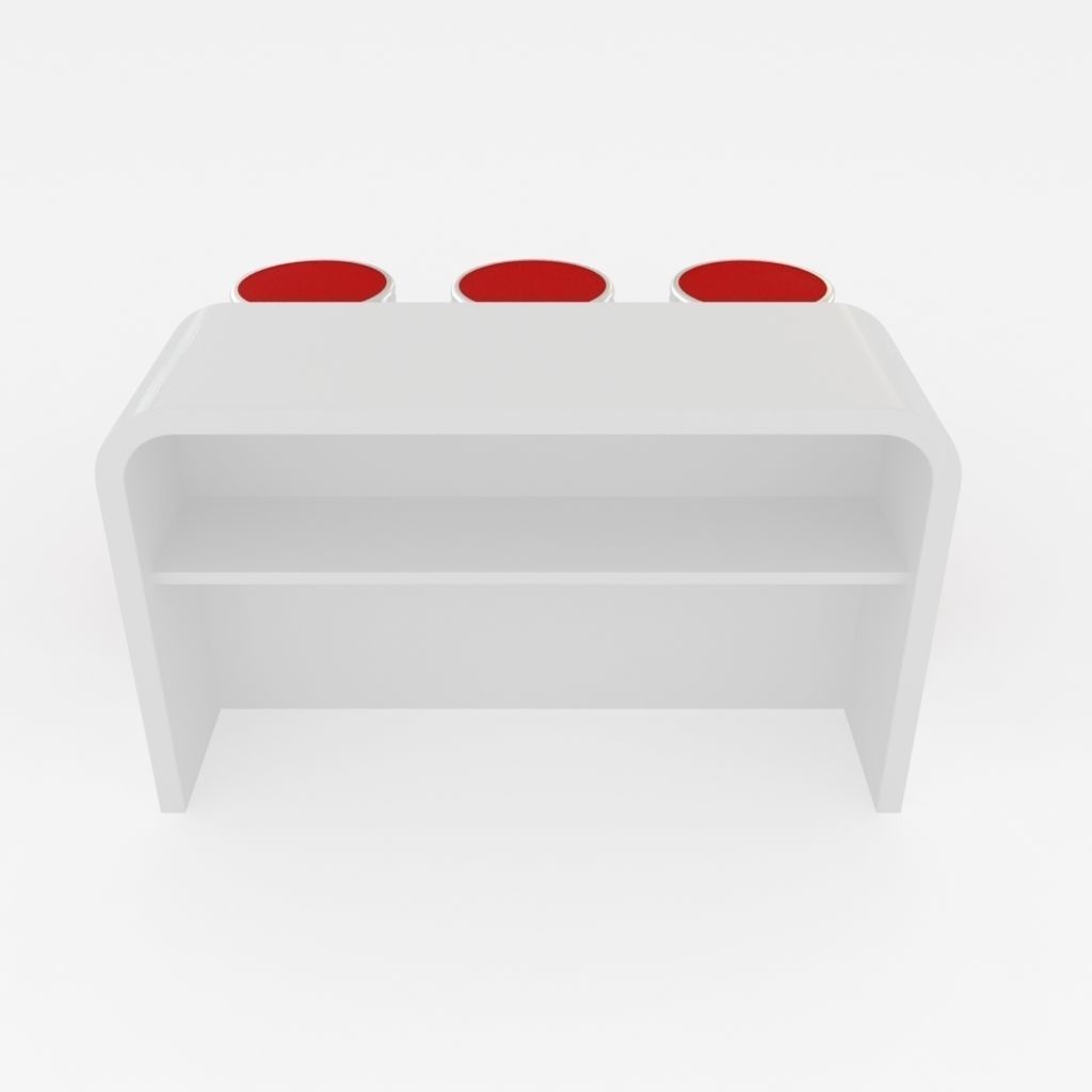 Round barstools with curved shop or kitchen counter 3D model_10