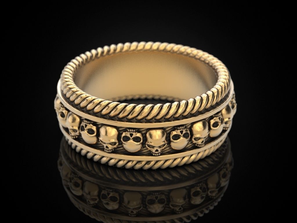 Skulls ring 2 Many sizes of the USA 3D print model_21
