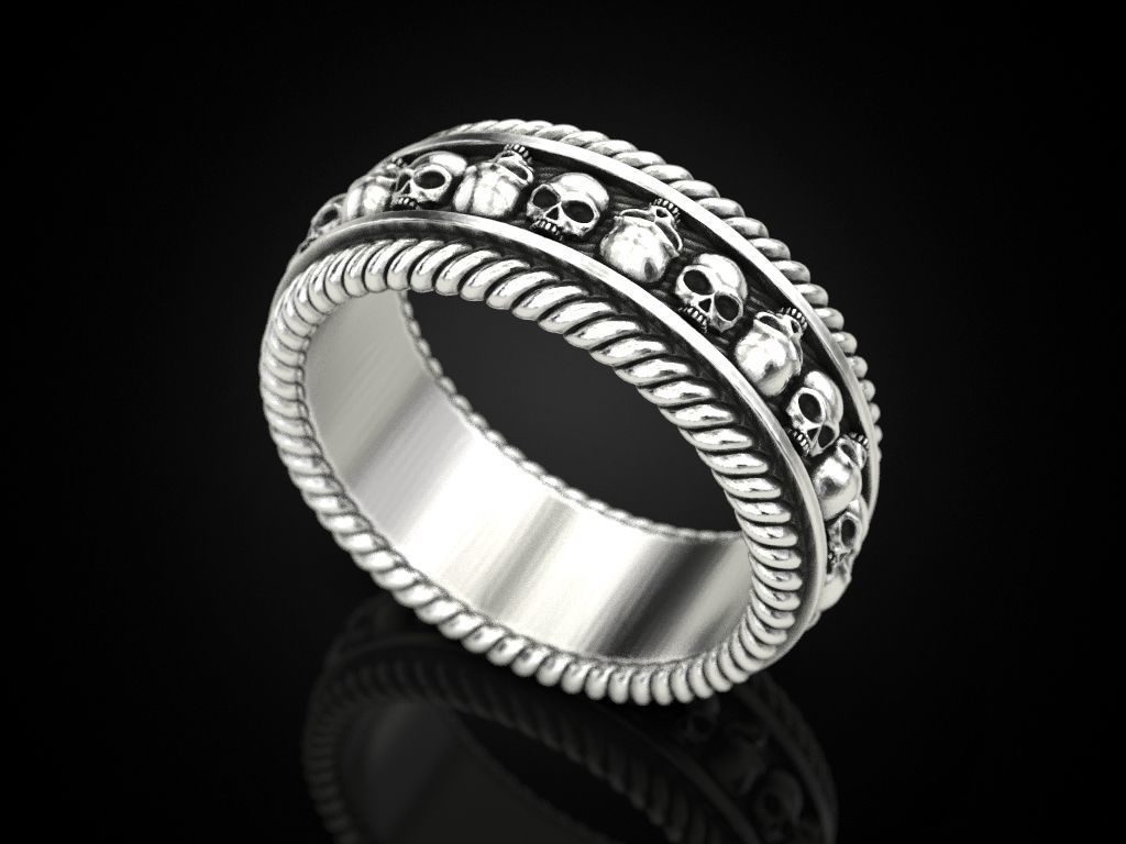 Skulls ring 2 Many sizes of the USA 3D print model_2