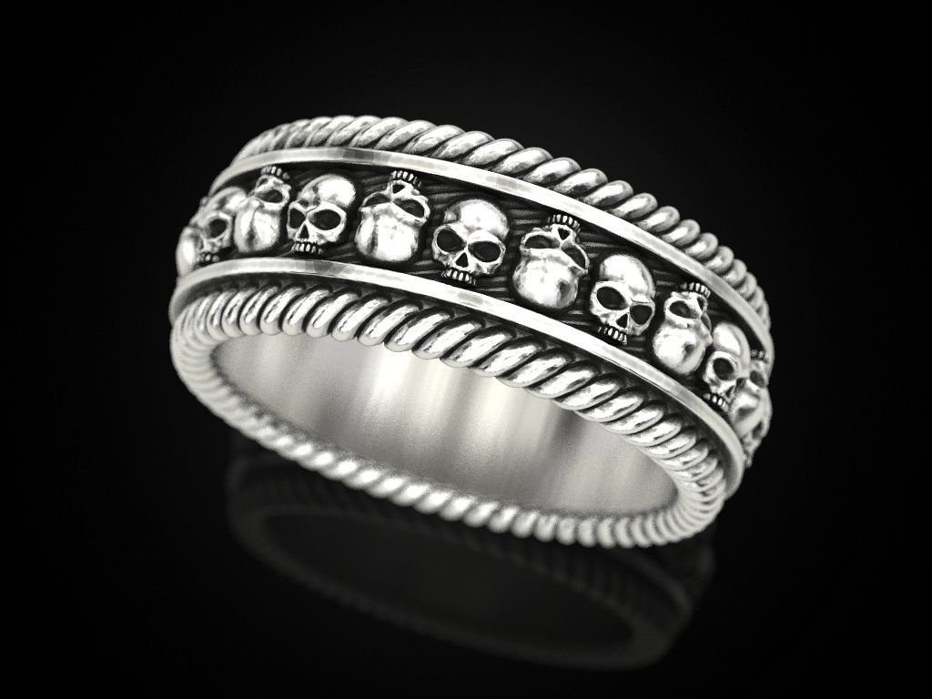 Skulls ring 2 Many sizes of the USA 3D print model_1