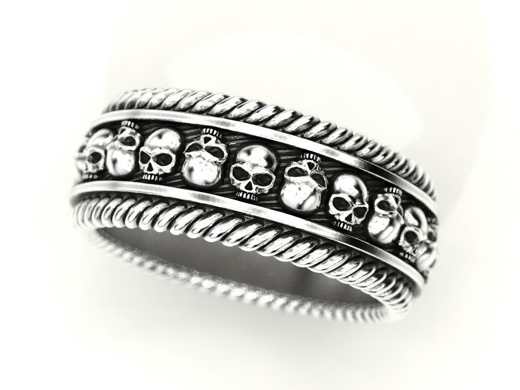 Skulls ring 2 Many sizes of the USA 3D print model_9