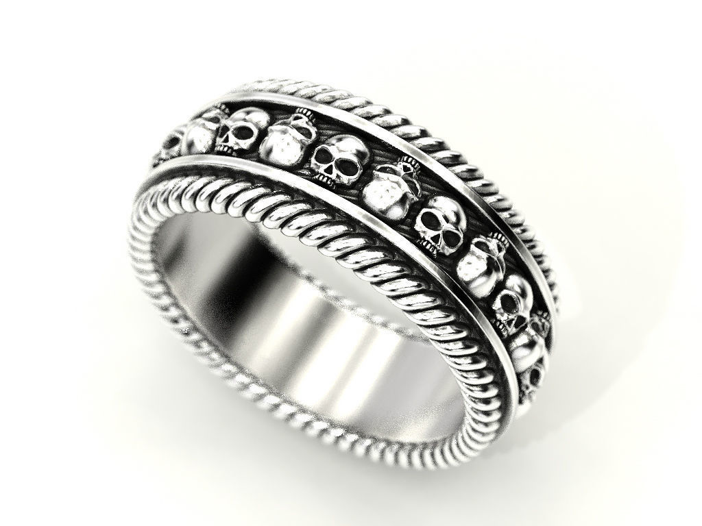 Skulls ring 2 Many sizes of the USA 3D print model_10