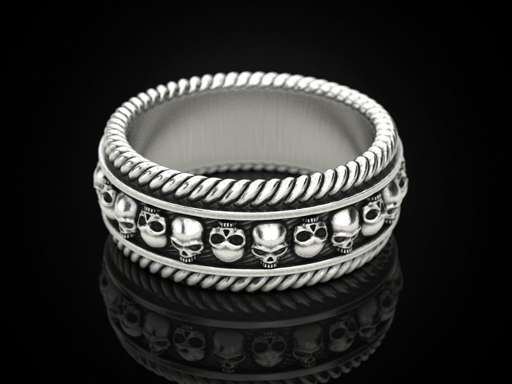 Skulls ring 2 Many sizes of the USA 3D print model_4