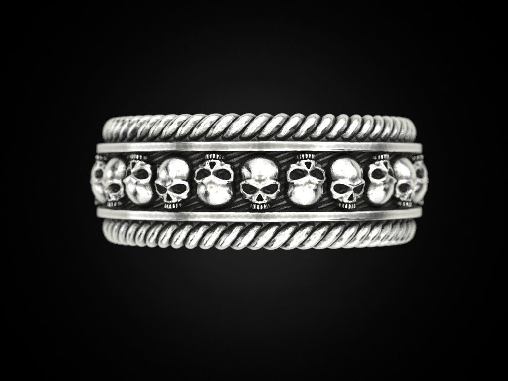 Skulls ring 2 Many sizes of the USA 3D print model_3