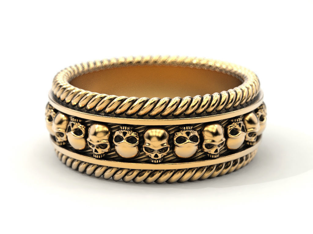 Skulls ring 2 Many sizes of the USA 3D print model_15