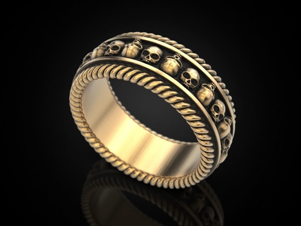 Skulls ring 2 Many sizes of the USA 3D print model_20