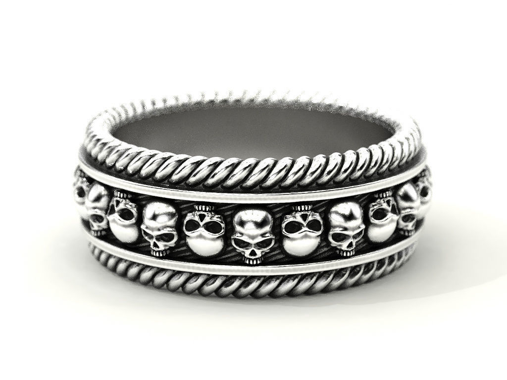 Skulls ring 2 Many sizes of the USA 3D print model_11