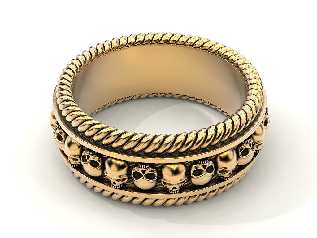 Skulls ring 2 Many sizes of the USA 3D print model_16