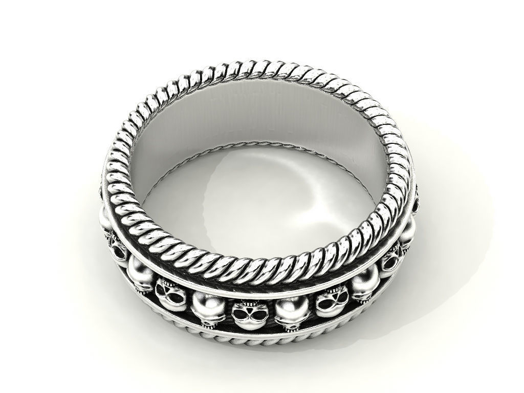 Skulls ring 2 Many sizes of the USA 3D print model_12