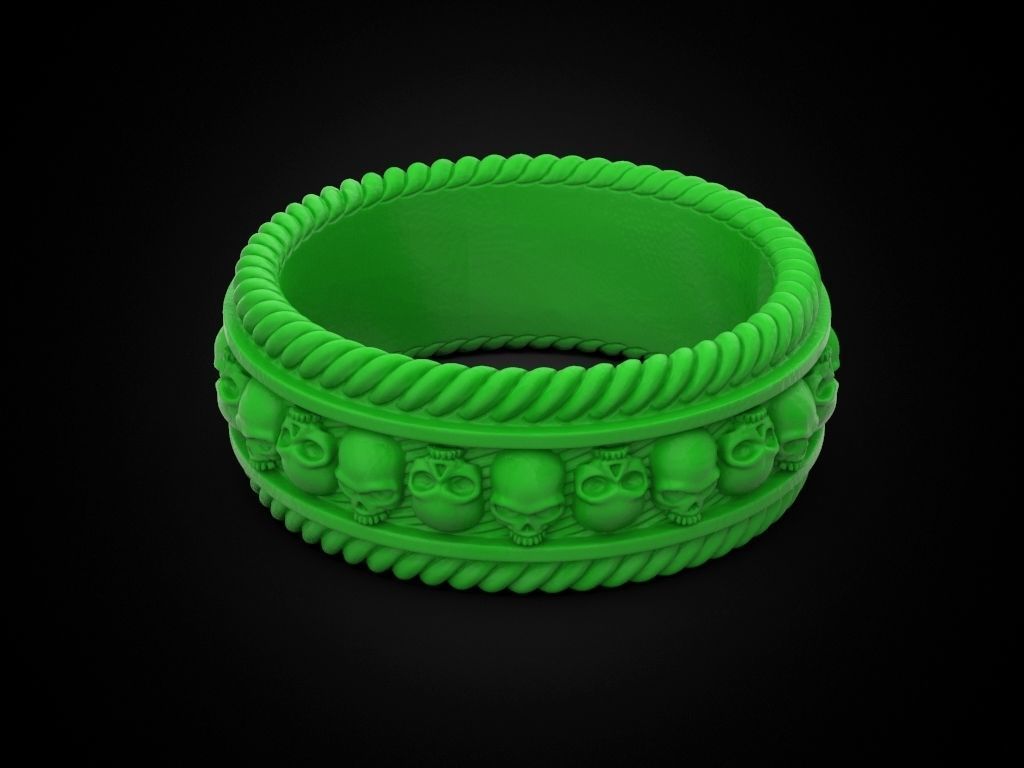 Skulls ring 2 Many sizes of the USA 3D print model_6