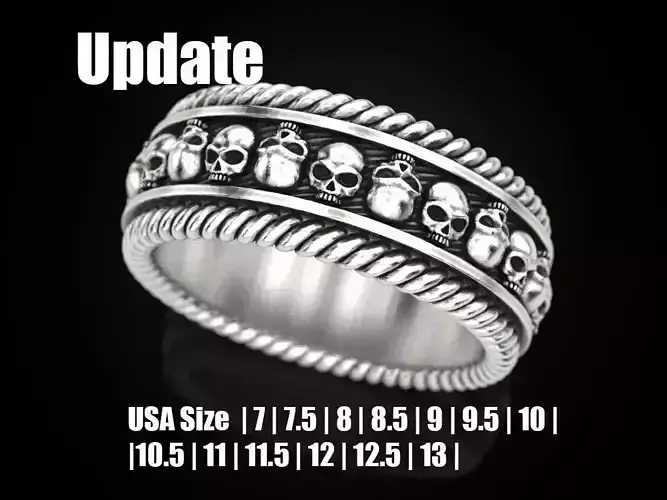 Skulls ring 2 Many sizes of the USA 3D print model Skulls ring 2 Many sizes of the USA 3D print model