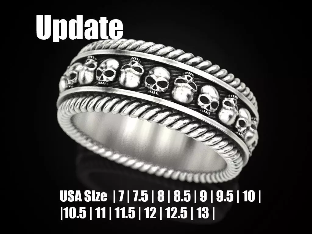 Skulls ring 2 Many sizes of the USA 3D print model_0