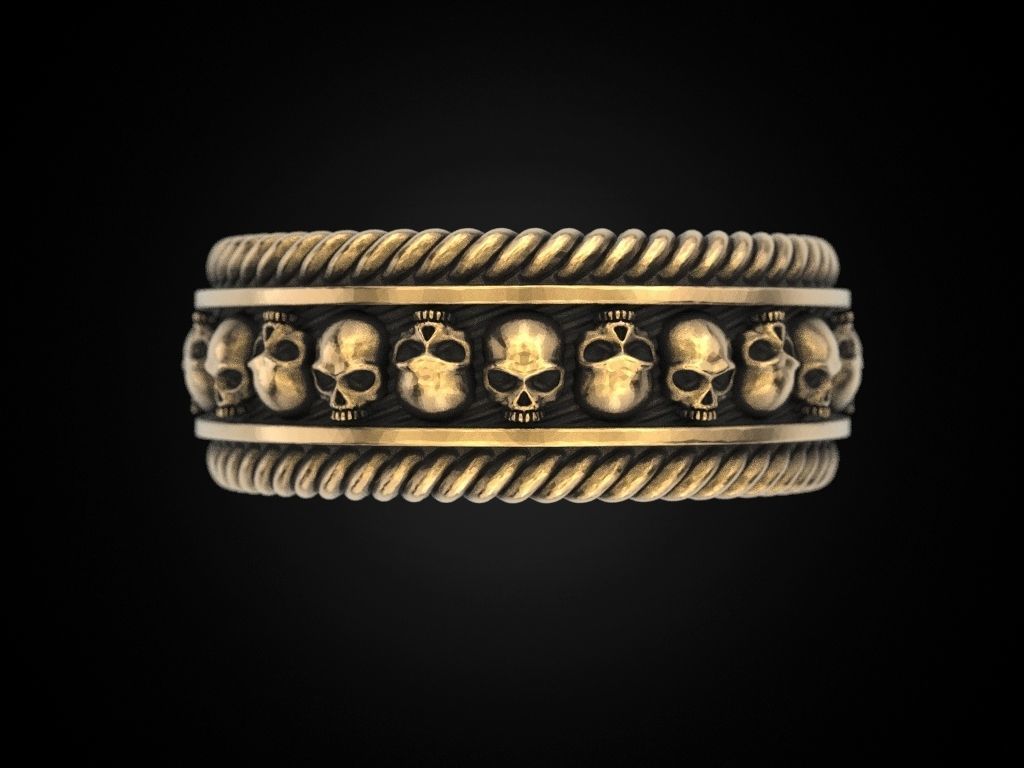 Skulls ring 2 Many sizes of the USA 3D print model_19