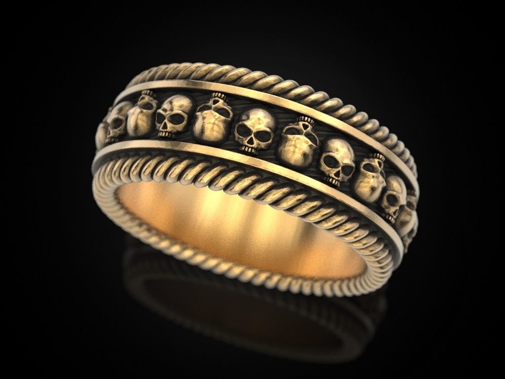 Skulls ring 2 Many sizes of the USA 3D print model_18