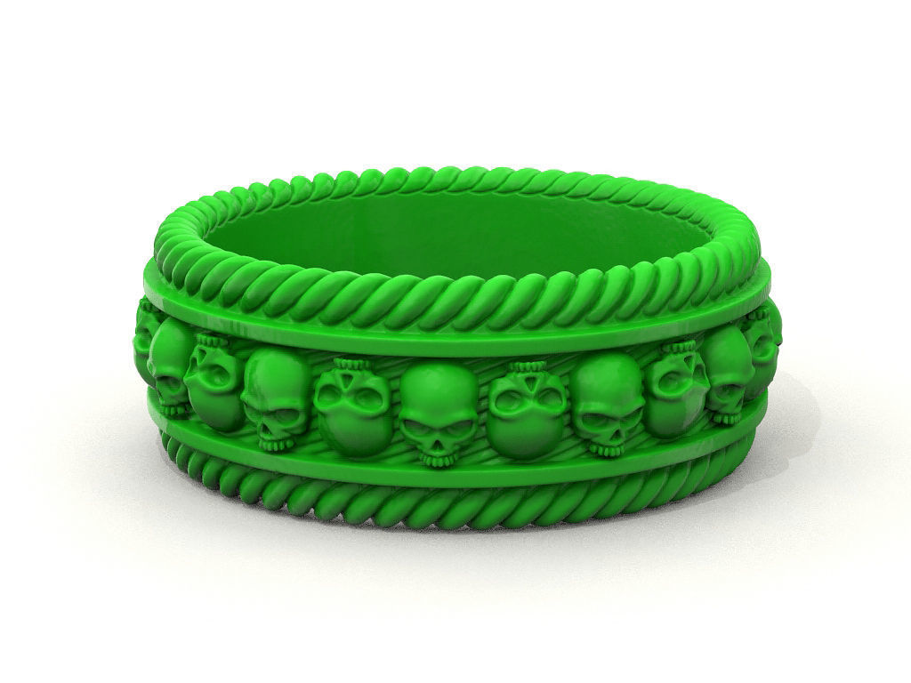 Skulls ring 2 Many sizes of the USA 3D print model_14