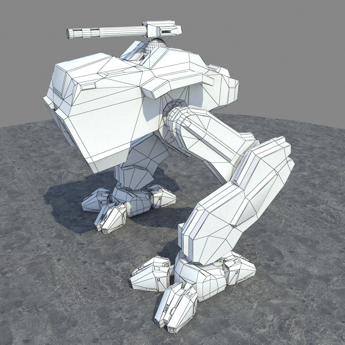 Low-Poly Animated Mech Low-poly 3D model_8