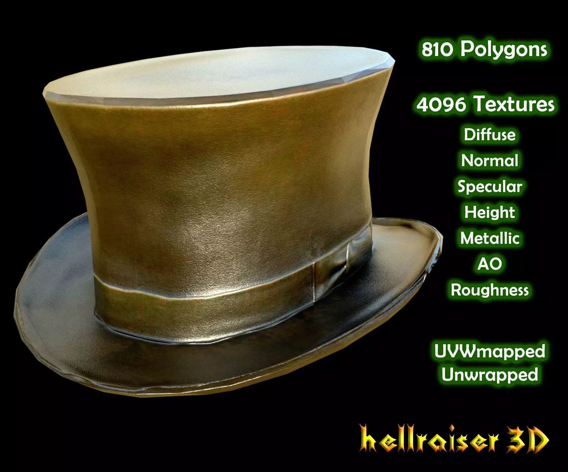Top Hat - PBR - Textured Low-poly 3D model_0