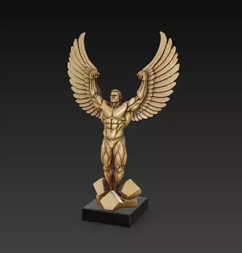 Golden Winged Man Trophy 3D Print Award Figure
