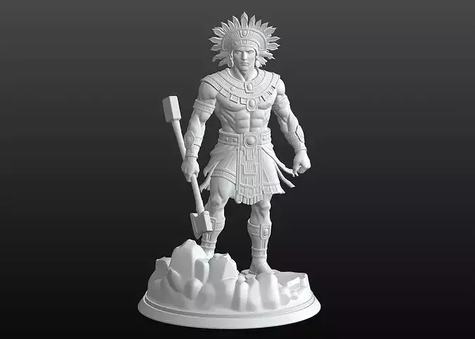 Inca Sun God Figurine Inti Inspired Monumental Artistic
