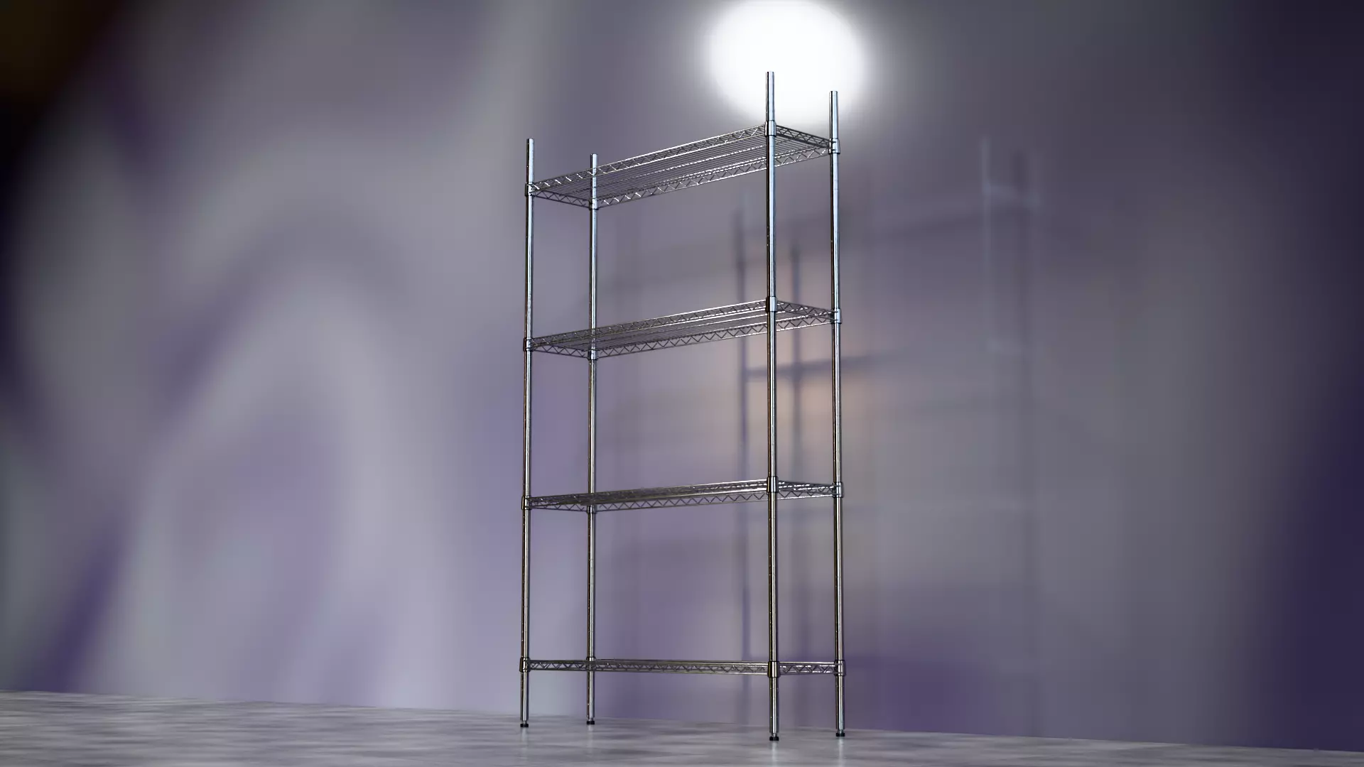 Wire Shelves - 42 inches X 12 inches X 72 inches in chrome Low-poly 3D model