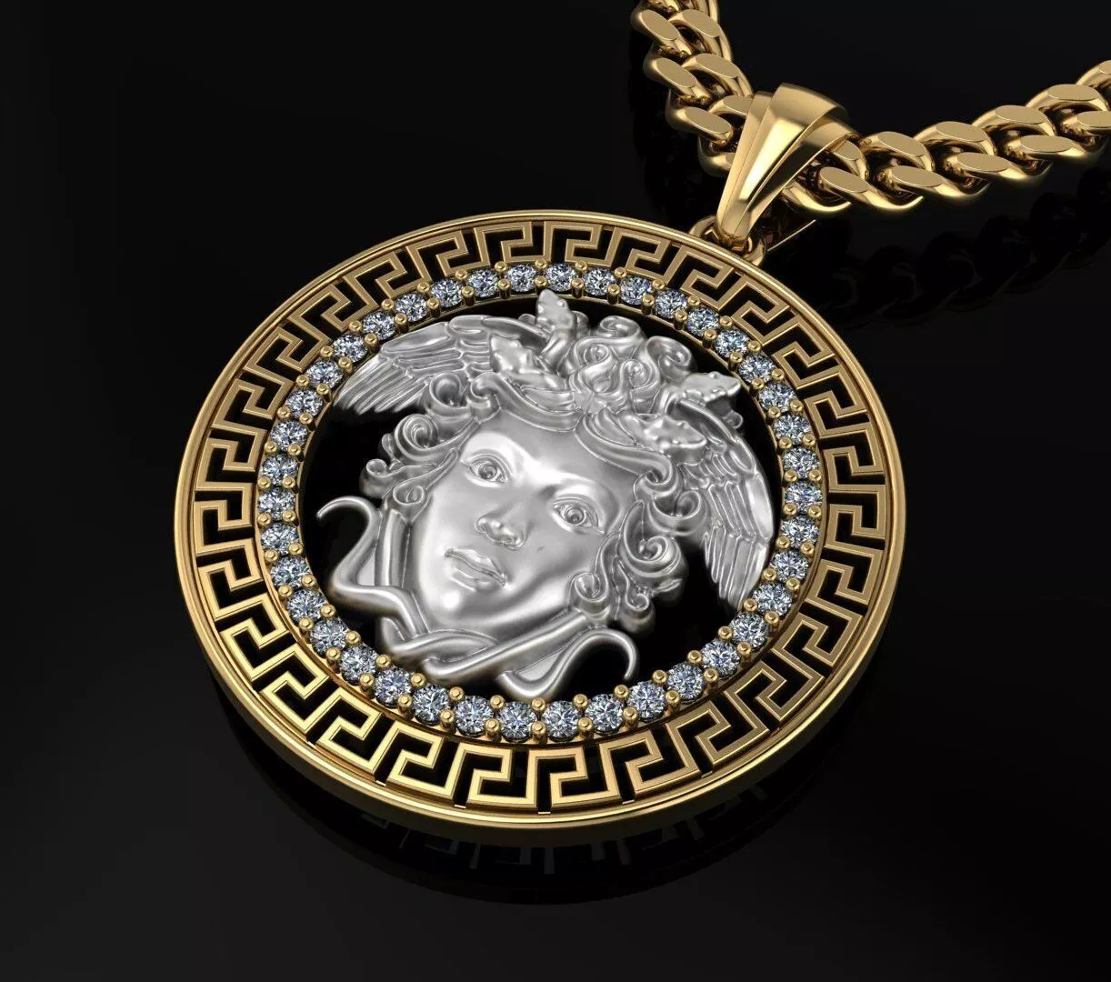 Medusa Gorgon pendant STL OBJ model for 3D printing and CNC 3D print model